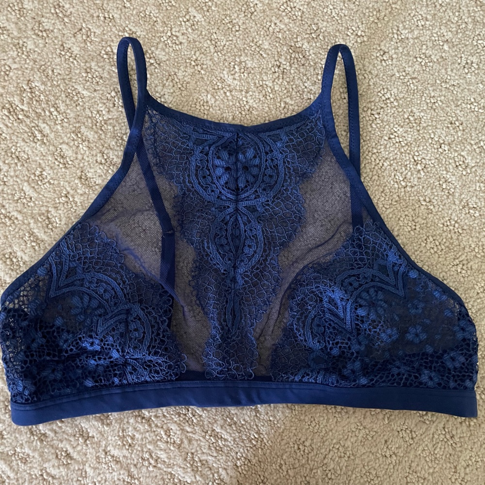 Victoria’s Secret navy lace high neck bralette